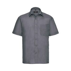 Russell Collection Mens Poplin Easy-Care Short-Sleeved Formal Shirt / Convoy Gra